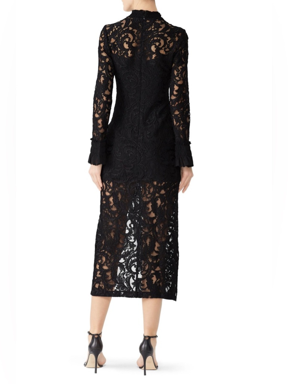 Alexis Fala Lace High Low Midi Dress Size XS Solid Black - Picture 3 of 10